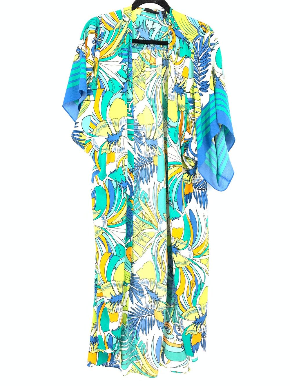 Attitudes By Renee Short Sleeve Kimono Top Womens Sz L Multicolor Bright Floral